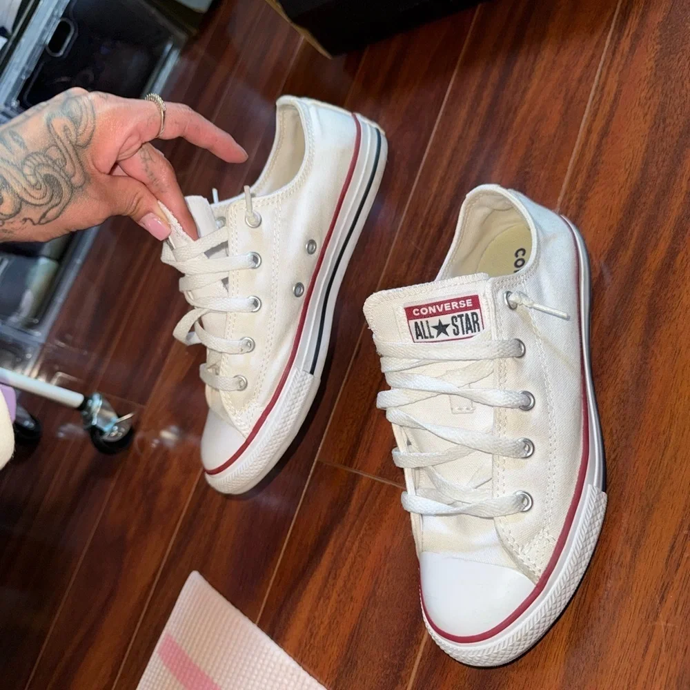 Converse Kids Cream Sneakers with Red Accents